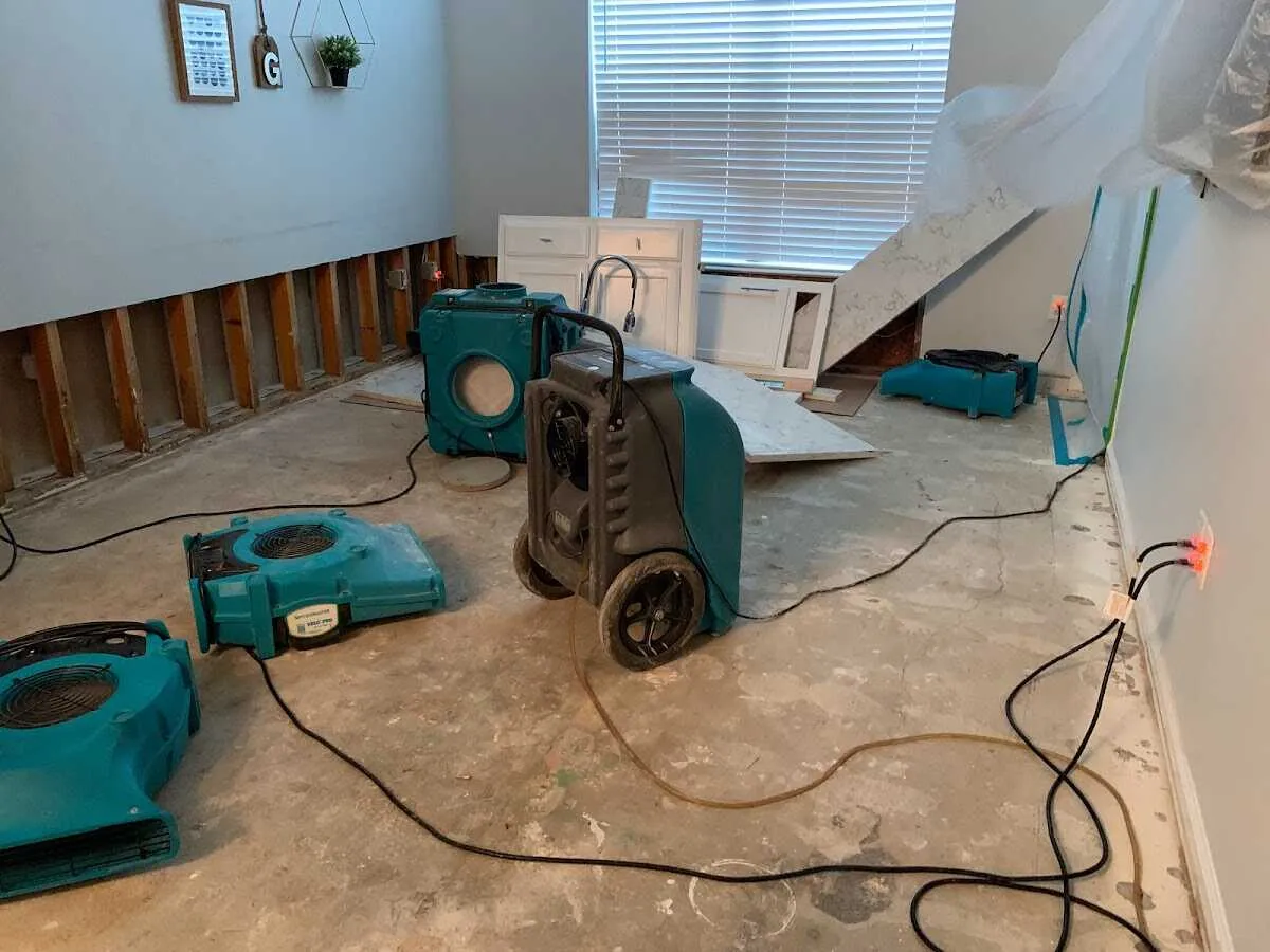 Dehumidifier in flood-cut room for Water Damage Restoration in White Plains